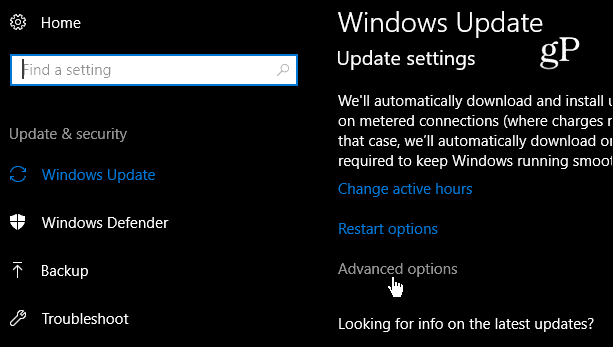 Avanceret Windows 10-opdateringsindstillinger