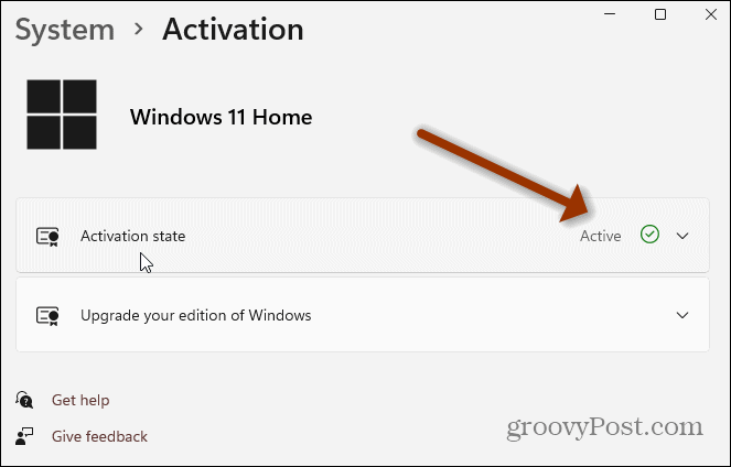 Windows 11 aktiveringsindstillingsside