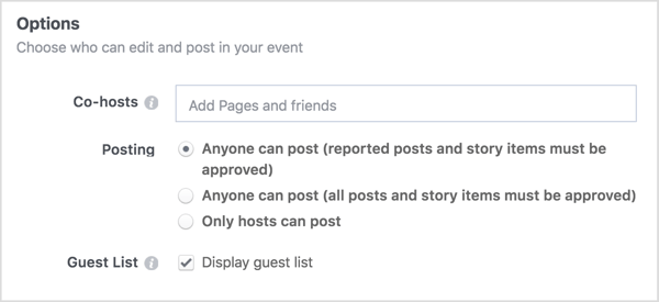 Indtast navnene på de forretningssider eller venner, du vil dele din Facebook-begivenhed med.