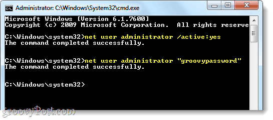 aktiver administrator i Windows 7 via nettebruger