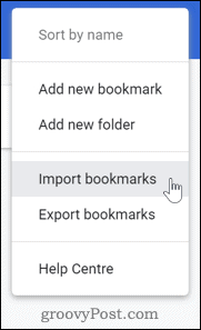 Importerer bogmærker i Chrome