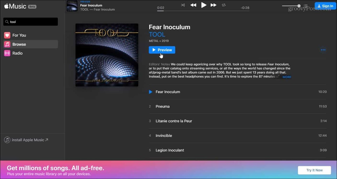 Apple lancerer webversion til sin Apple Music Service