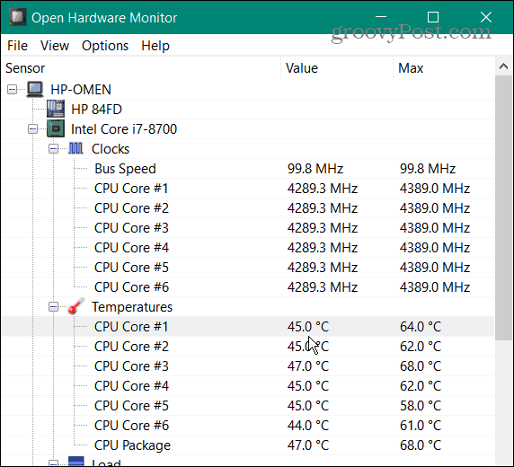 Tjek CPU-temperatur på Windows 11