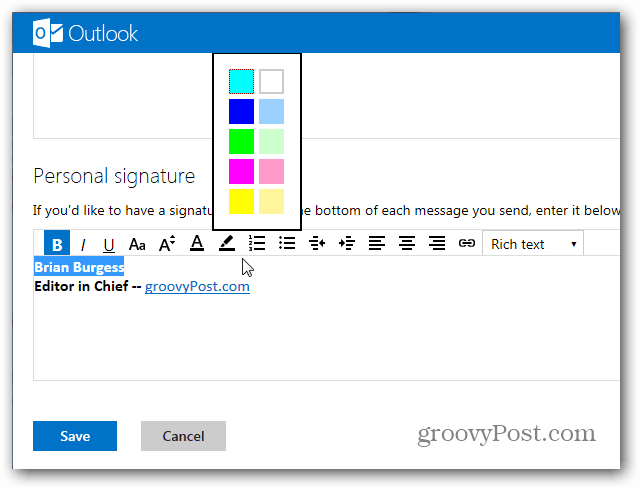 Sådan opretter du en Outlook.com-underskrift