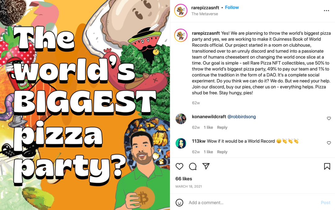 rarepizzasnft instagram opslag
