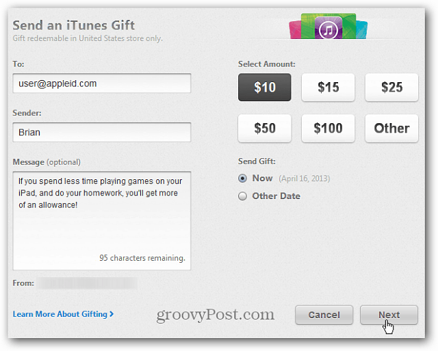 Sådan sendes virtuelle iTunes-gavekort fra iTunes eller iOS-enheder