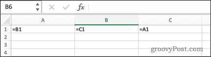 En indirekte cirkulær reference i Excel