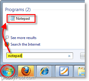 Windows 7-skærmbillede - åbent notepad