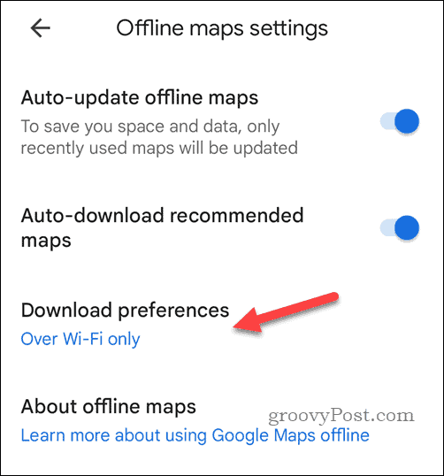 Indstillinger for download af Google Maps offline kort