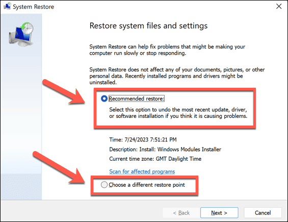 Windows 11 gendannelsesmuligheder