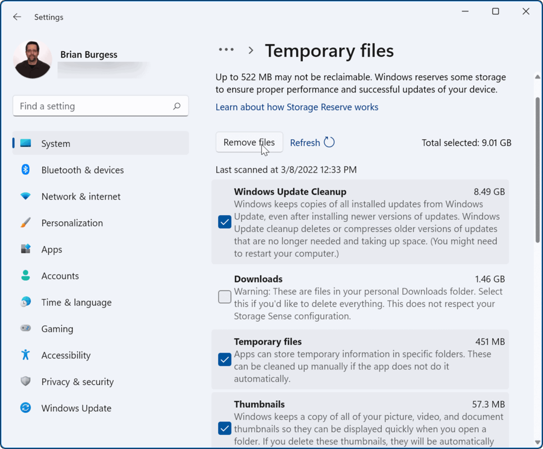 fjerne midlertidige filer Windows Update Cleanup