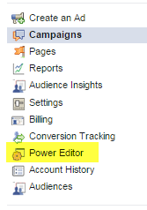 adgang til annoncer i power editor