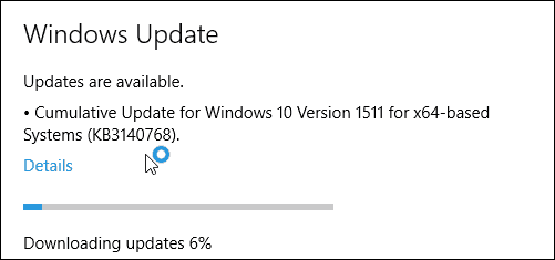 Windows 10 kumulativ opdatering KB3140768