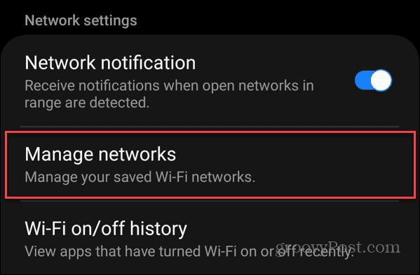 glem en Wi-Fi-forbindelse på Android