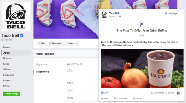 taco bell facebook side milepæl