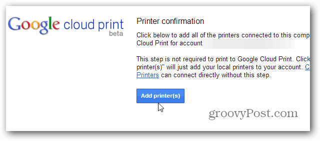 Tilføj PRinters Cloud Print