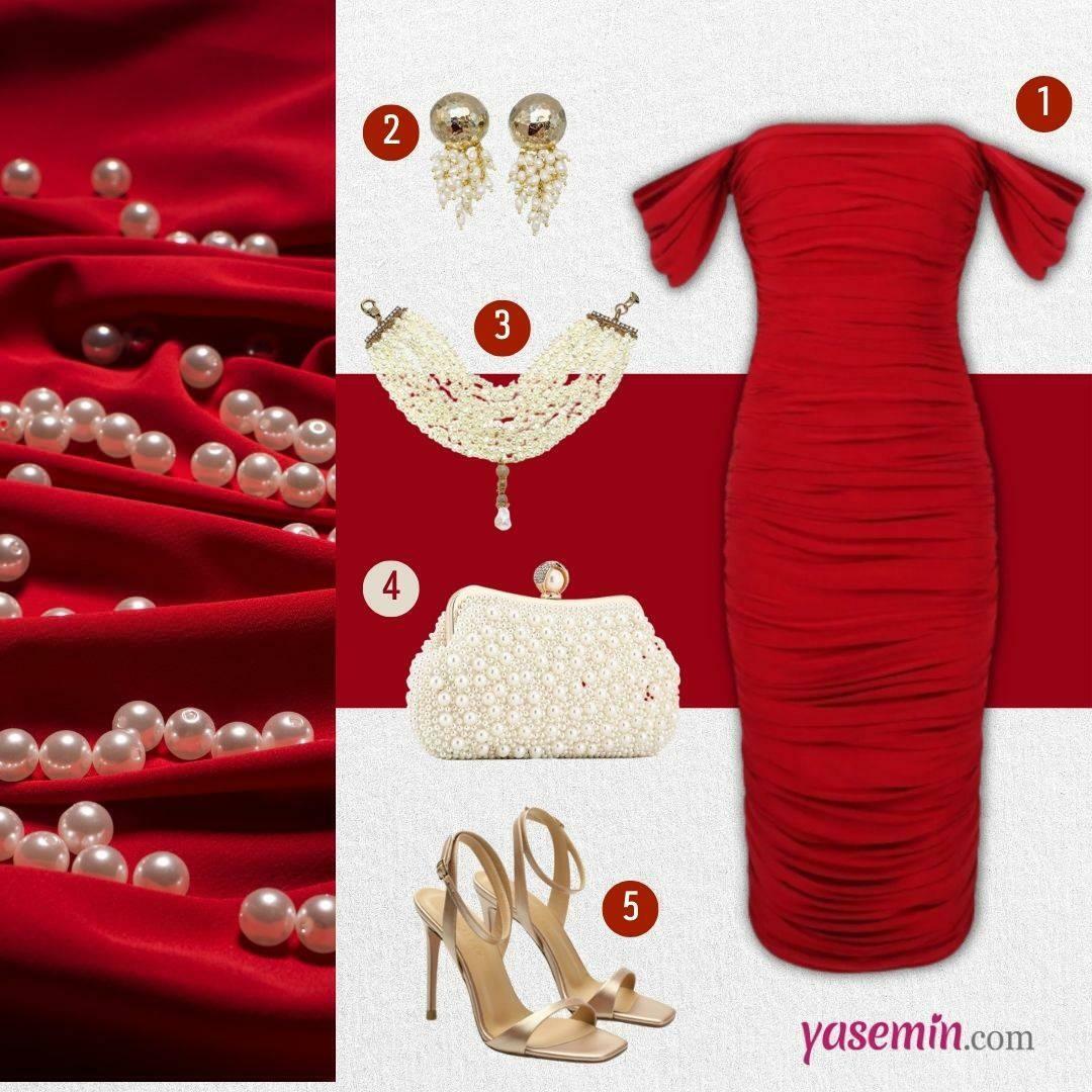 rød kjole kombination