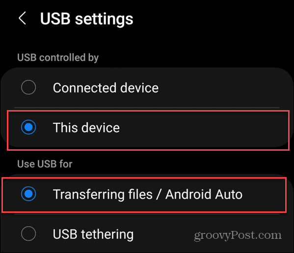 Overfør billeder fra Android til et USB-drev