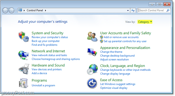 Sådan tvinger du listevisningen i Windows 7-kontrolpanel
