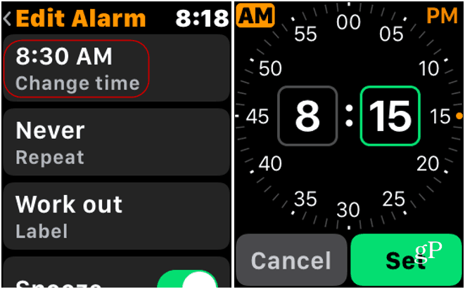 Skift alarm på Apple Watch
