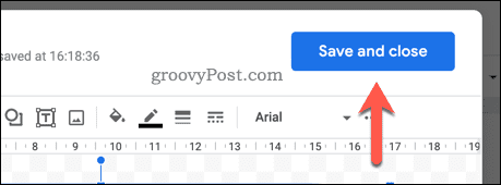 Gemmer en ny tegning i Google Docs
