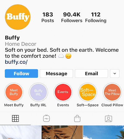 Instagram fremhæver albums på Buffy-profilen