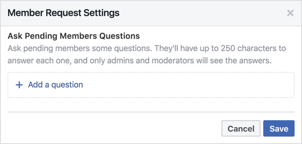 Du kan stille ventende Facebook-gruppemedlemmer 3 spørgsmål.