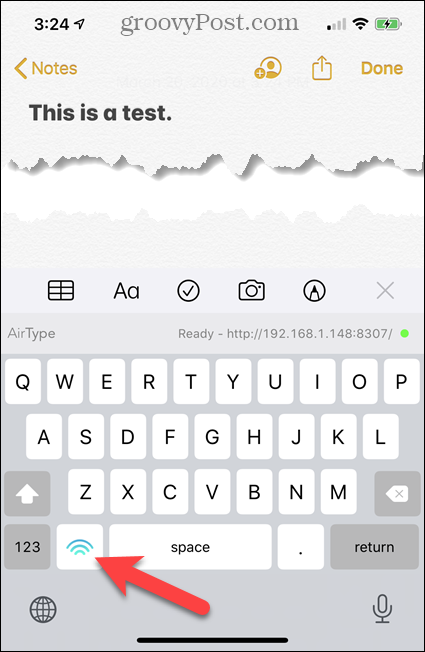 AirType teksttastatur på iPhone