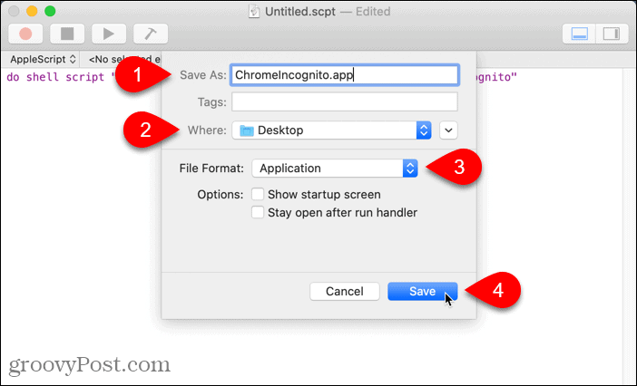 Gem script som et program på Mac
