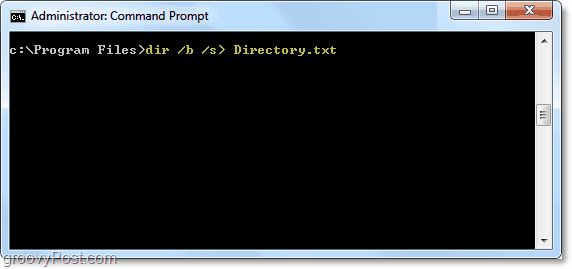 Brug dir / b / s> directory.txt til at sende en dir-forespørgsel til en tekstfil