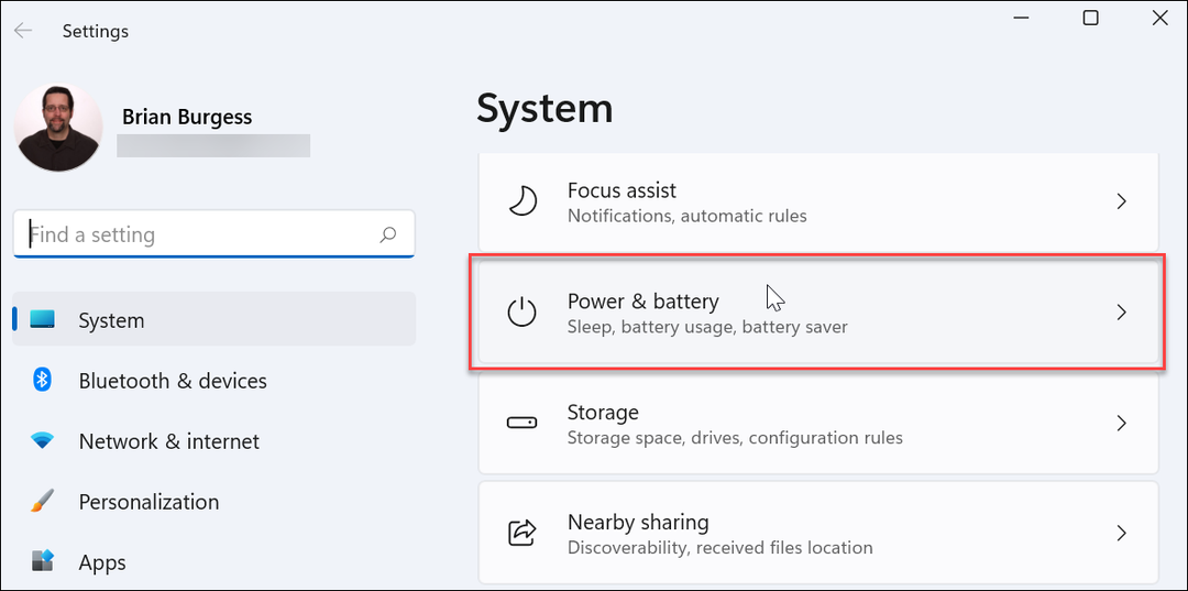 Strøm- og batteriindstillinger Windows 11