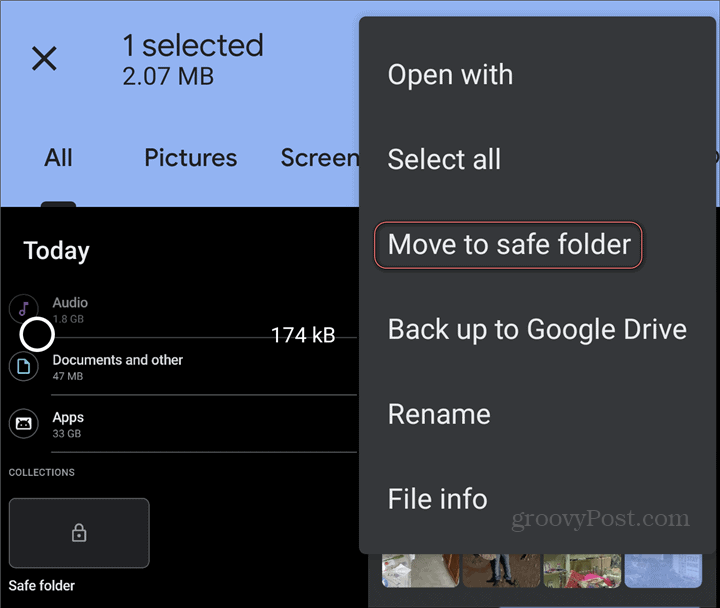 Filer fra Google Safe Folder flytter