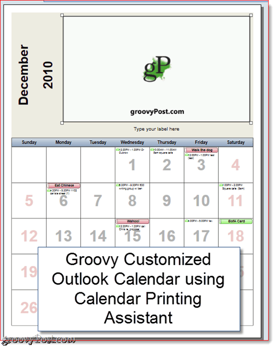 Assistent til kalenderudskrivning Outlook 2010