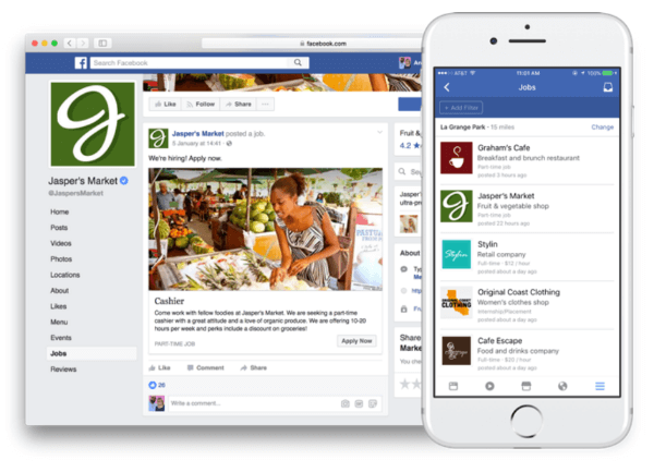 Facebook udruller nye funktioner, der tillader jobopslag og anvendelse direkte på Facebook.