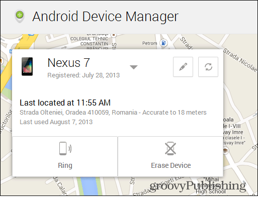 Android Device Manager-kort