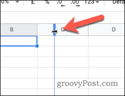 Ændre størrelsen på en kolonne i Google Sheets