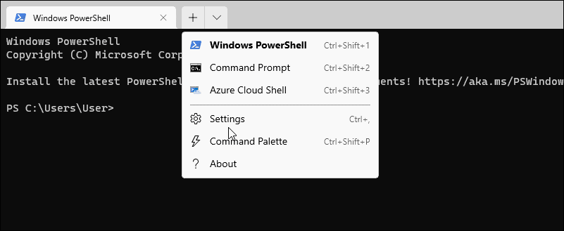 Terminalindstillinger åbner powershell som admin på Windows 11