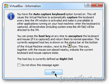 VirtualBox Windows 8 advarsel på tastaturet