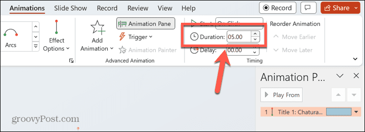 powerpoint animation varighed