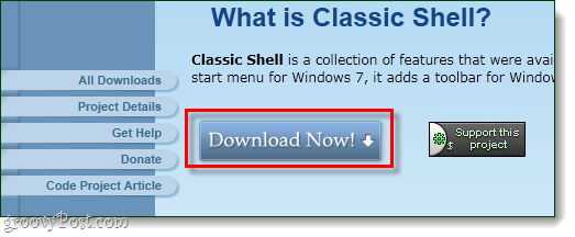 download klassisk shell fra sourceforge