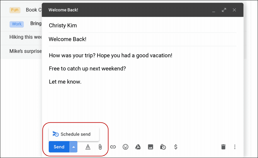 Planlæg Send Desktop Gmail
