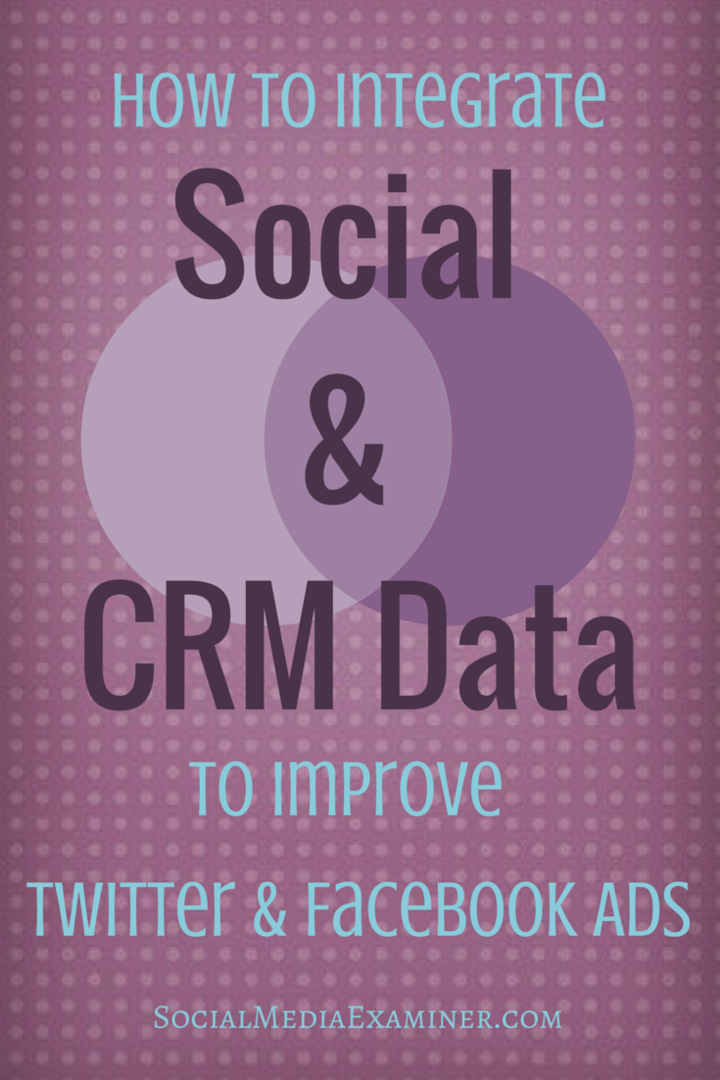 Sådan integreres sociale og CRM-data for at forbedre dine Twitter- og Facebook-annoncer: Social Media Examiner