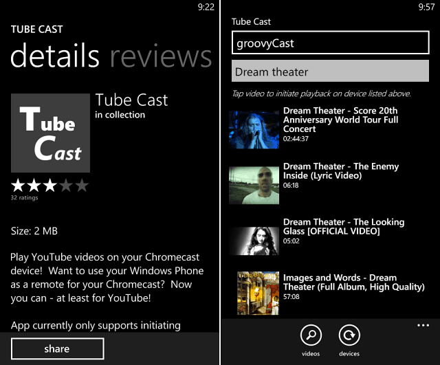 Send YouTube-videoer til Chromecast fra Windows Phone