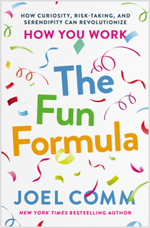 The Fun Formula af Joel Comm har et bogomslag med farverige konfetti og en hvid baggrund.