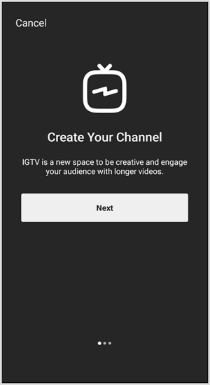 Følg vejledningen for at konfigurere IGTV-kanal.