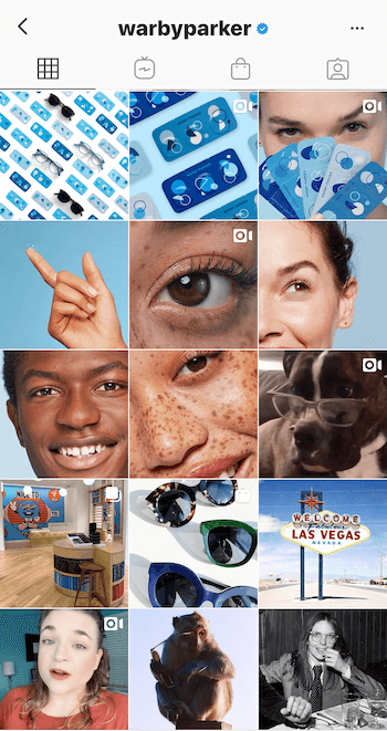 Instagram-forretningsprofil for Warby Parker
