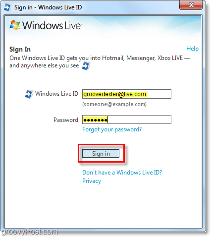 log ind på windows live automatisk ved hjælp af en Windows 7-konto