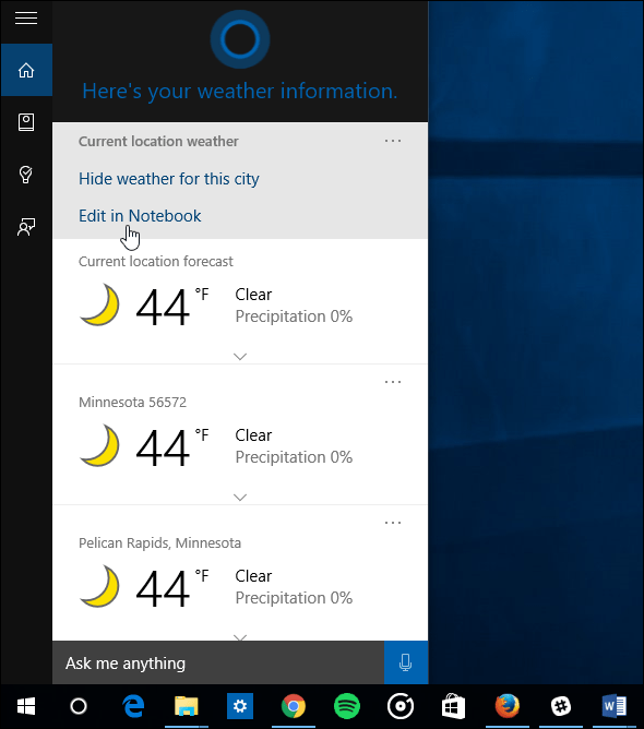 Tip om Windows 10: Lav Cortana Show Vejret for flere byer