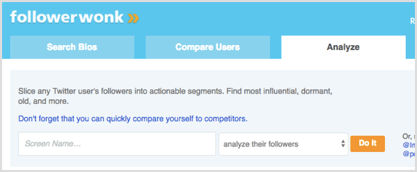 FollowerWonk søger for at analysere tilhængere af Twitter-bruger